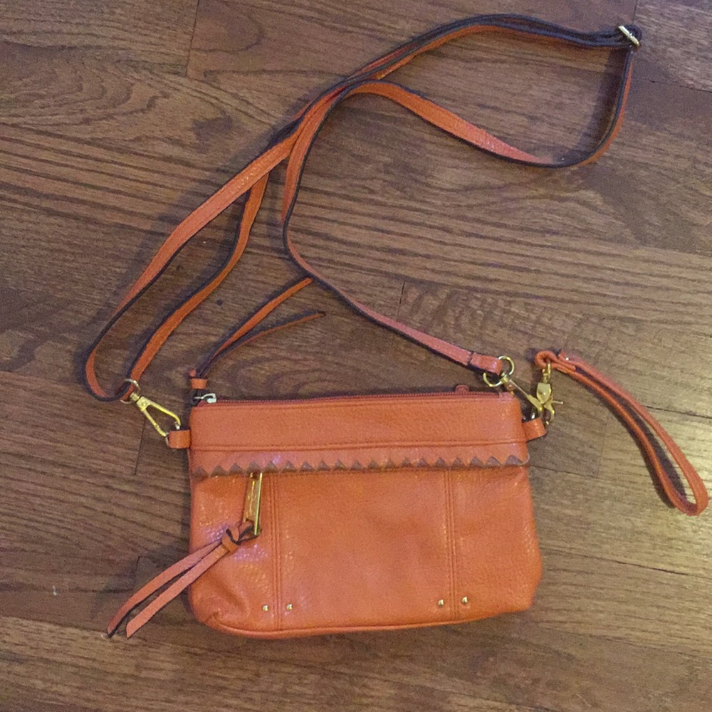 Orange cross body purse